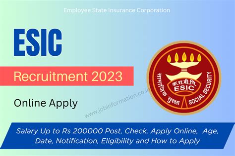 ESIC Recruitment 2023 Salary Up To Rs 200000 Post, Check, Apply Online ...