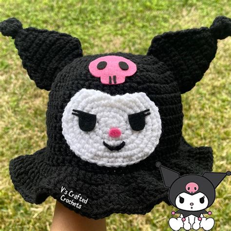 🖤🐰Sanrio Kuromi inspired crochet bucket... - Depop | Crochet hats, Crochet projects, Crochet