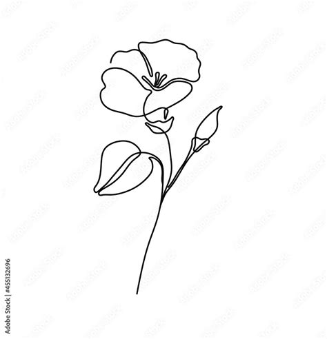 Vector isolated simple tiny one line single line morning glory flower. Single line small minimal ...