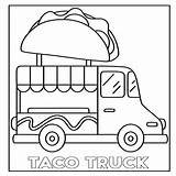 Taco Coloring Page Sheet  Mexican Food Truck sketch template