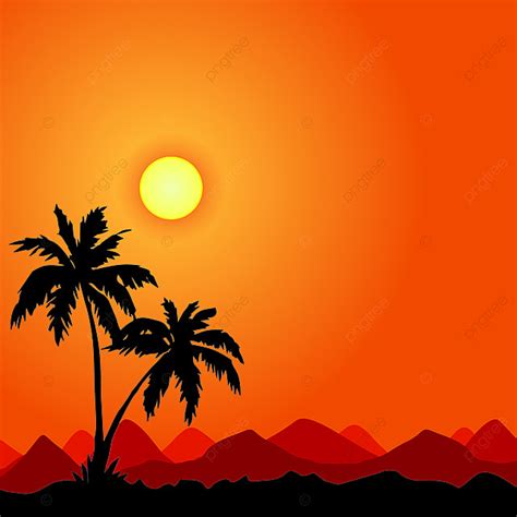 Desert Sunset Silhouette PNG Images, Background Silhouette Desert With ...