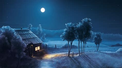 1920x1080 Landscape Night Moon Stars Laptop Full HD 1080P HD 4k Wallpapers, Images, Backgrounds ...