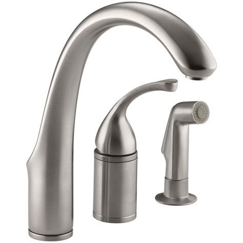 KOHLER Forte Single-Handle Standard Kitchen Faucet with Side Sprayer in ...