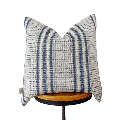 Blue Gray Striped and Natural Pillow Cover - Etsy