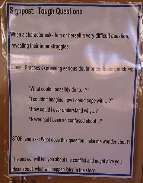 Signpost: Tough questions Middle School Classroom, Middle School Student, Notice And Note ...