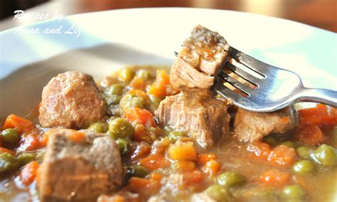 EASY Veal Stew with Wine, Peas and Carrots - 2 Sisters Recipes by Anna and Liz