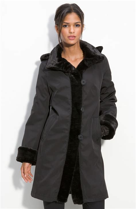 Gallery Faux Fur Trim Coat | Nordstrom