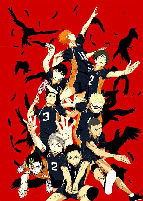 Anime Haikyuu Karasuno High Volleyball Team Digital Art by Team Awesome