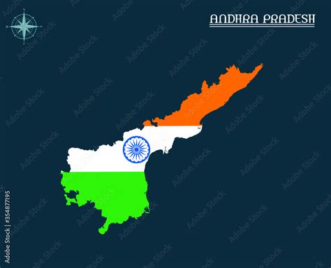 Modern map of ANDHRA PRADESH with india flag, india state map ANDHRA ...