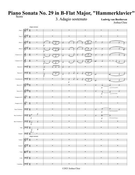 Hammerklavier Sonata, Movement 3 (arr. Joshua Choe) by Ludwig van Beethoven Sheet Music for Full ...