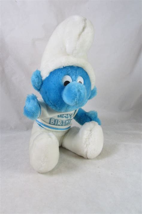 Happy Birthday Smurf Stuffed Plush Toy Doll Peyo Wallace - Etsy