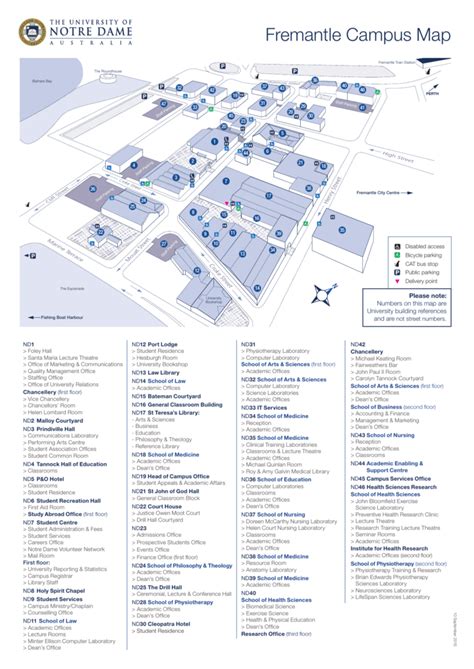 Fremantle Campus Map - The University of Notre Dame Australia