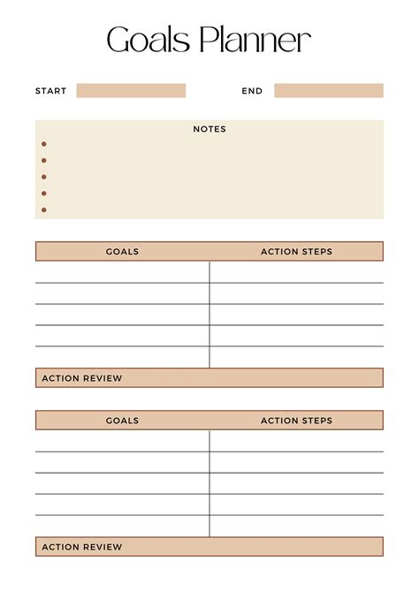 Brown Elegant Goals Planner, Goal Setting Printable Worksheet Goals ...