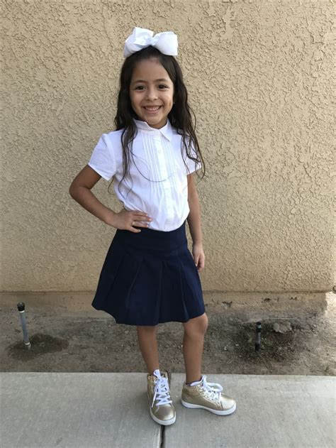 Back to school 2017 School uniform -white polo -blue skort | School ...