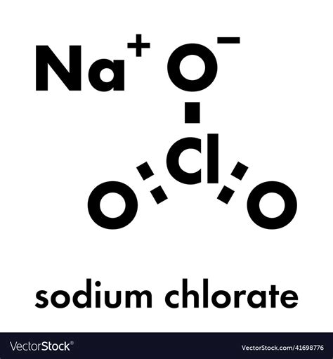 Sodium chlorate salt chemical structure skeletal Vector Image