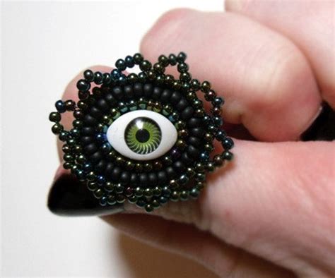 Green Evil Eye Ring Adjustable Evil Eye Ring Gothic