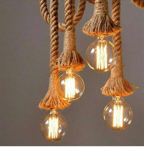 Rustic Pendant Lighting Fixture Retro Design Rope Ceiling | Etsy