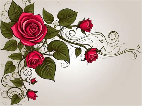 Premium Vector | Rose vine border with intricate details