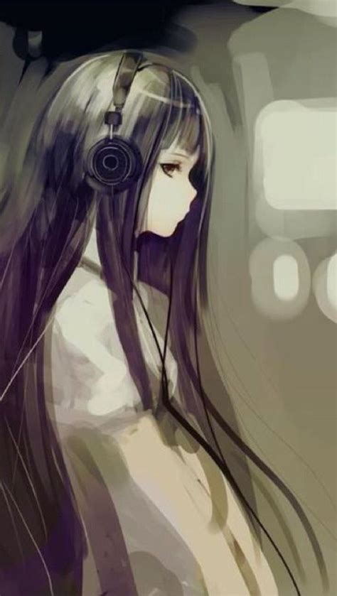 Listening to music all alone... | Cô gái phim hoạt hình, Anime, Gấu xám