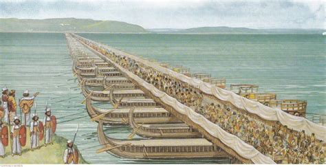 The Army of Xerxes Crossing The Hellespont to Invade Greece, 480 BC ...