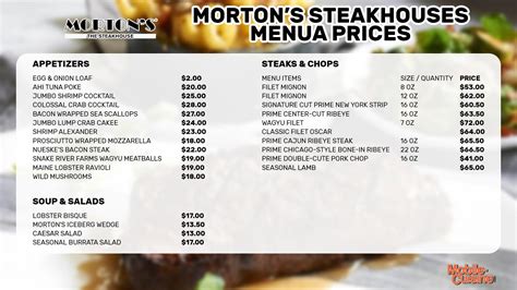 Morton's Steakhouse Menu Prices + Power Hour (2024)