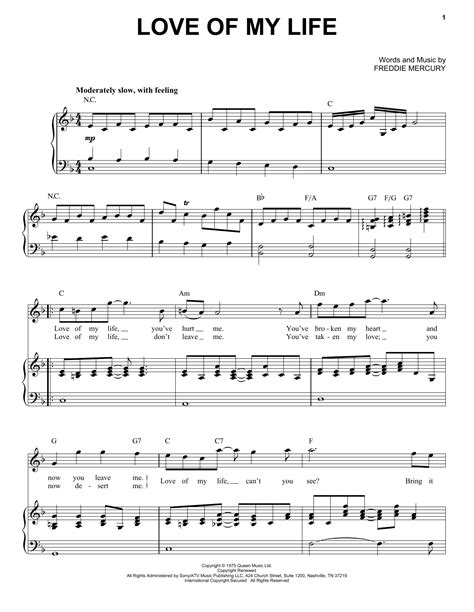 Queen Love Of My Life Sheet Music Notes, Chords | Queen lyrics, Queen ...