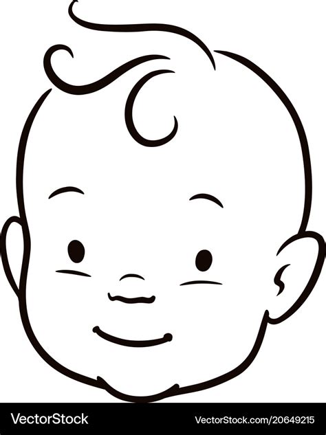 Baby face black and white simple line cartoon Vector Image