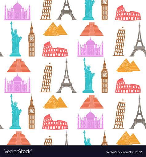 World landmarks seamless background Royalty Free Vector