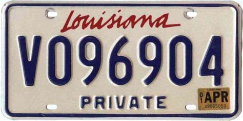 Louisiana 2001 License Plate