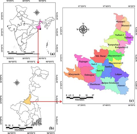 Location map of a India, b West Bengal and c Birbhum district ...