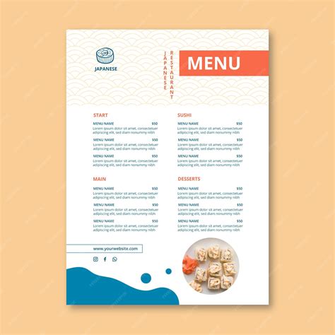 Free Vector | Japanese restaurant menu template