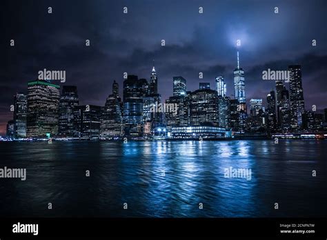 New York Manhattan night view Stock Photo - Alamy