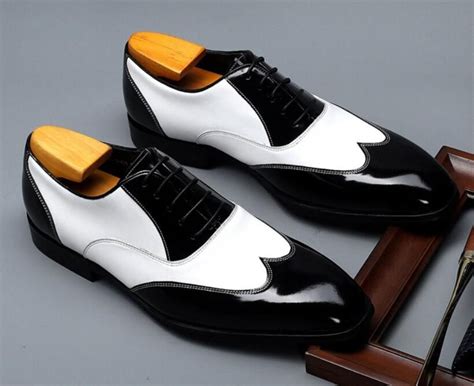 Black And White Mens Dress Genuine Leather Oxford Shoes For Men Casual ...