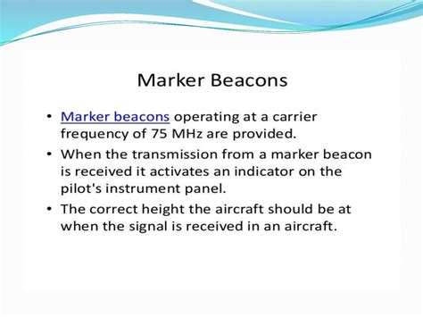 Marker beacon system - online presentation