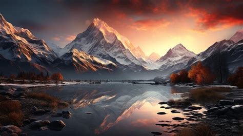 Premium AI Image | Mountain Peak at Sunrise