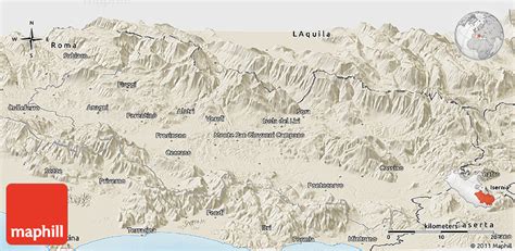 Shaded Relief Panoramic Map of Frosinone