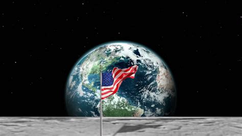 Earth With American Flag From Moon Stock Footage Video 4622606 ...