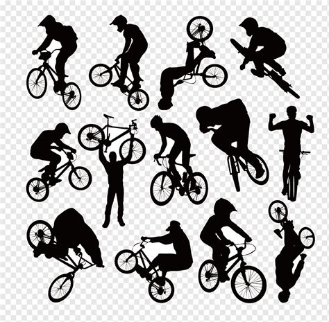 BMX bike tricks art, Bicycle Cycling BMX, Cycling silhouette figures collection, mountain Biking ...