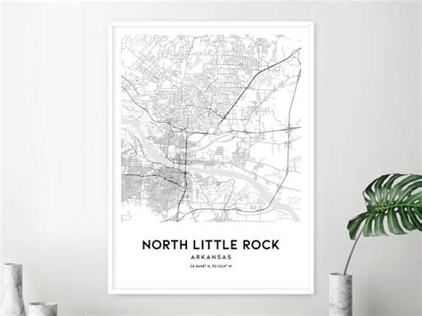 North Little Rock Map Print, North Little Rock Map Poster Wall Art, Ar City Map, Arkansas Print ...