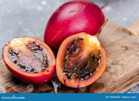 Tamarillo or Tree Tomato Exotic Fruit. Whole and Cut Tamarillo Fruit ...