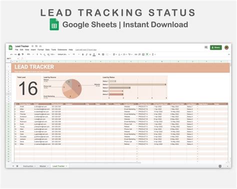 Lead Tracker Google Sheets Lead Tracking Spreadsheet Sales - Etsy