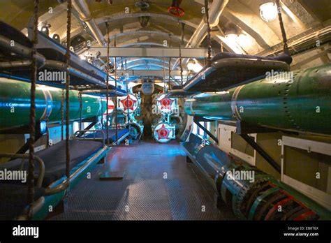 S-56 Submarine Museum. Interior of WW II Submarine - Forward Torpedo ...