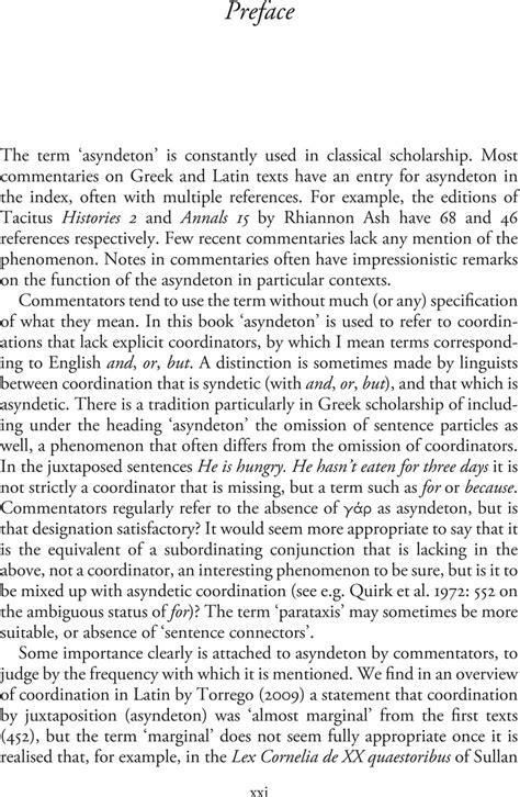 Preface - Asyndeton and its Interpretation in Latin Literature