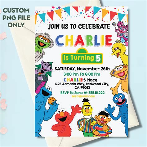 Personalized File Birthday Invitation | Sesame Street Birthd - Inspire ...