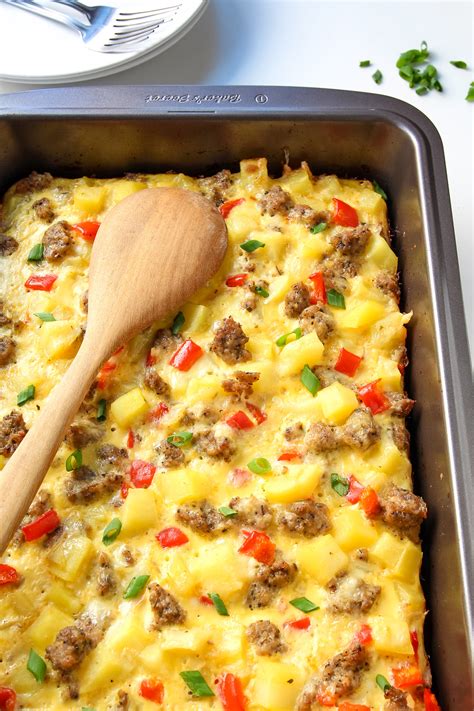 Breakfast Casserole with Eggs, Potatoes and Sausage » LeelaLicious