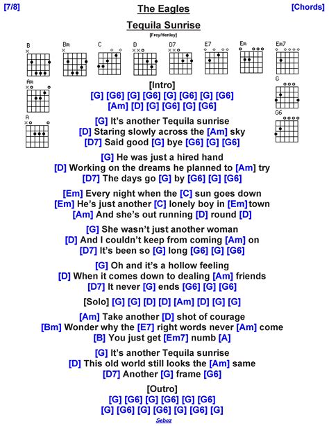 The Eagles - Tequila Sunrise | Lyrics and chords, Guitar lessons songs ...