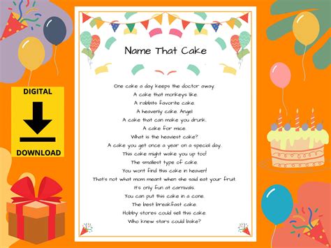 Cake Trivia Birthday Game for All Ages and Parties - Etsy