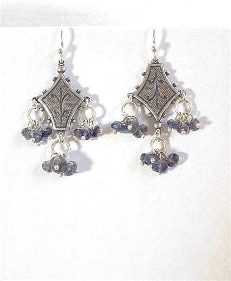 Silver and Sapphire Dangle Earrings | Jewelry creation, Dangle earrings ...