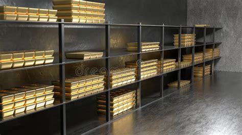 Bank Vault with Gold and Cash. 3d Rendering Stock Illustration ...