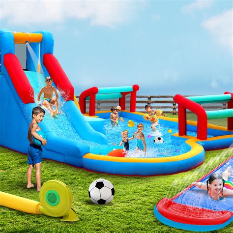 Jump 4 Fun Kids Inflatable Jumping Castle Outdoor Water Park Pool Slide ...